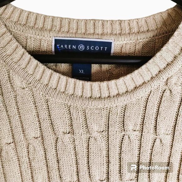 Karen Scott Womens Cable Knit Gold Metallic Size XL Great Condition - Picture 5 of 7